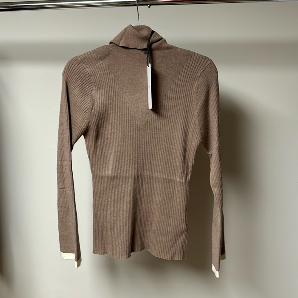 Varley ravena rib knit high neck top fungi